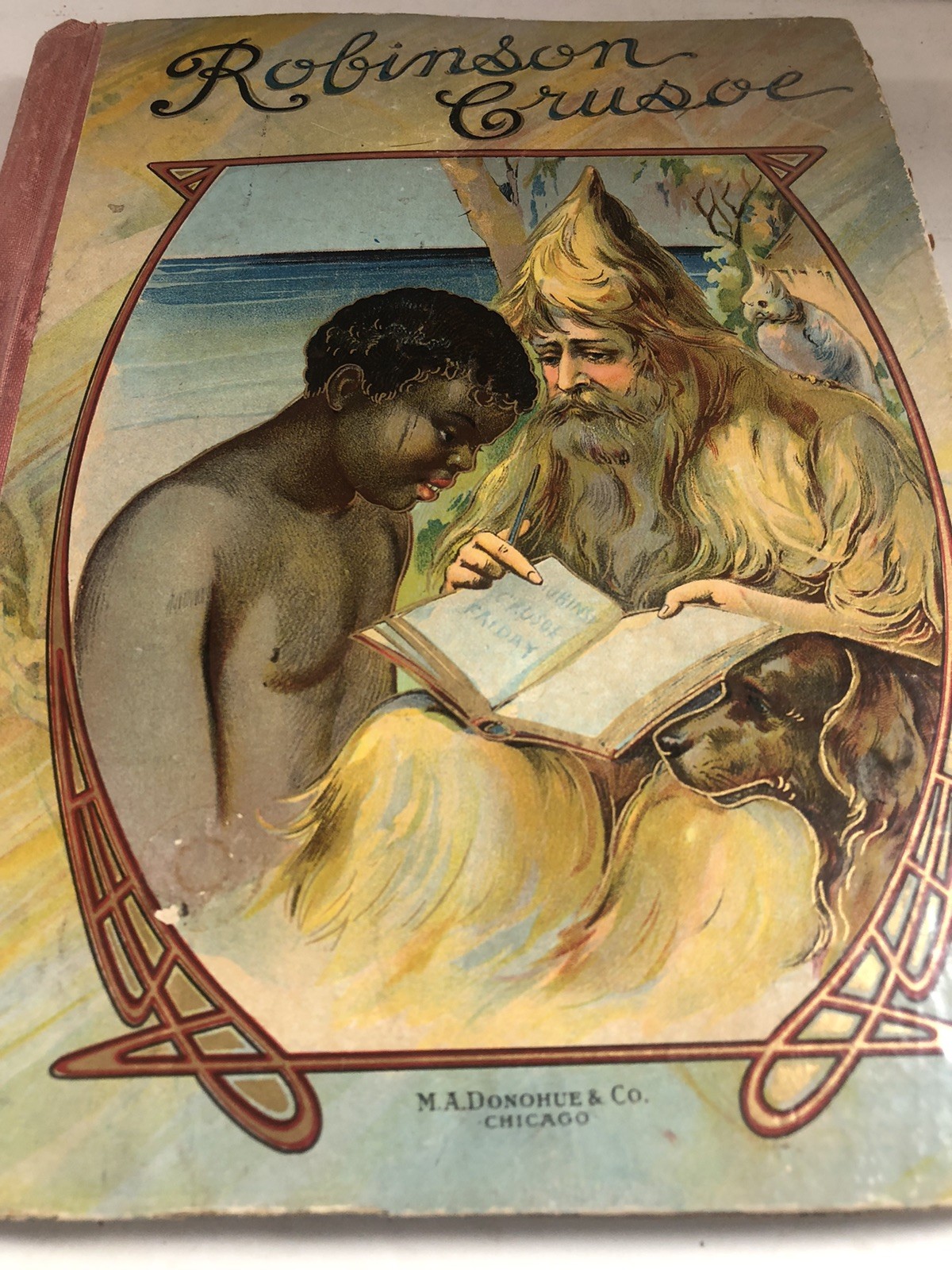 Robinson Crusoe Vintage Primitive Hard Cover Classic Book 1909 Daniel Defoe