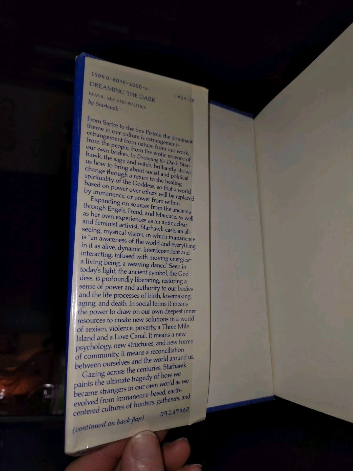 Dreaming the Dark : Magic, Sex and Politics by Starhawk ~ SIGNED 1982 1st Ed.
