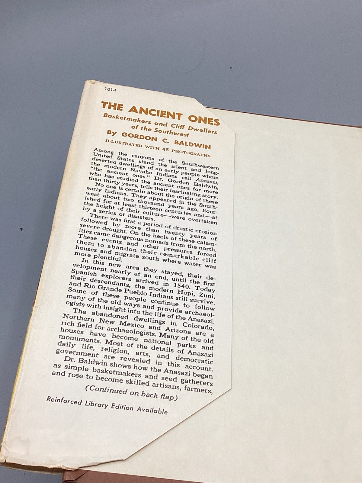 “The Ancient Ones” Gordon C. Baldwin First Edition 1963 HC DJ