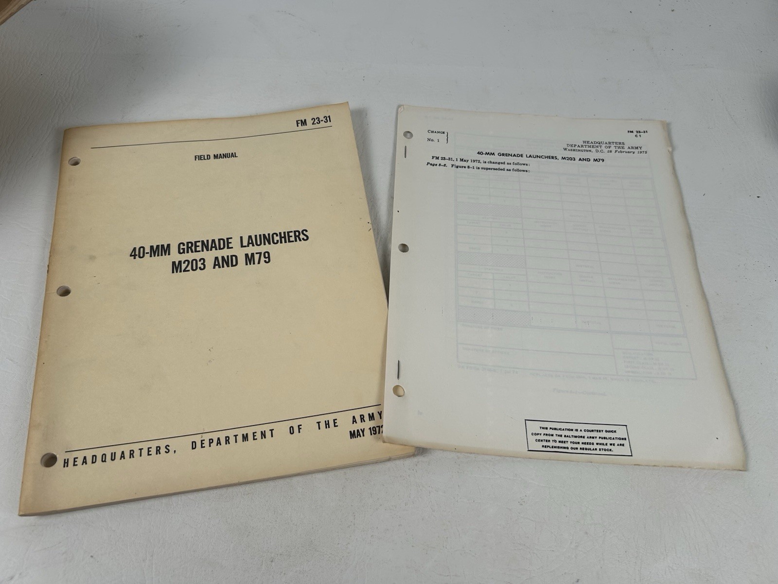 40-mm grenade launchers M203 and M79, 1972, FM 23-3 Original Manual With Change