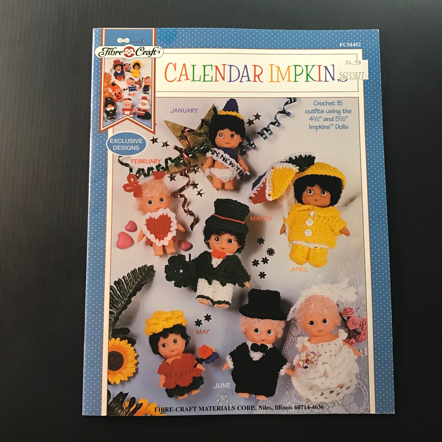 Calendar Impkins Crochet 15 Doll Outfits FCM452 1996 Fibre-Craft Patterns