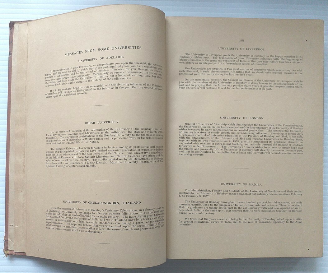 University of Bombay CENTENARY SOUVENIR HC 299 pages