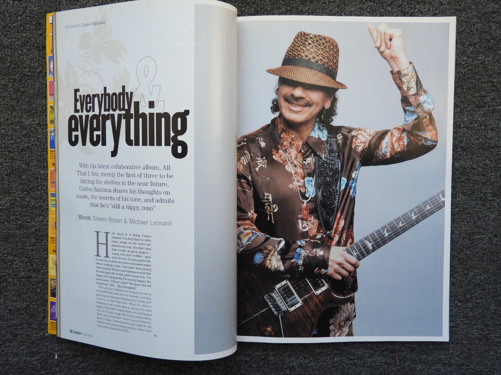 Guitarist Magazine Carlos Santana – June 2005 – Number 264- 226 pages VGC