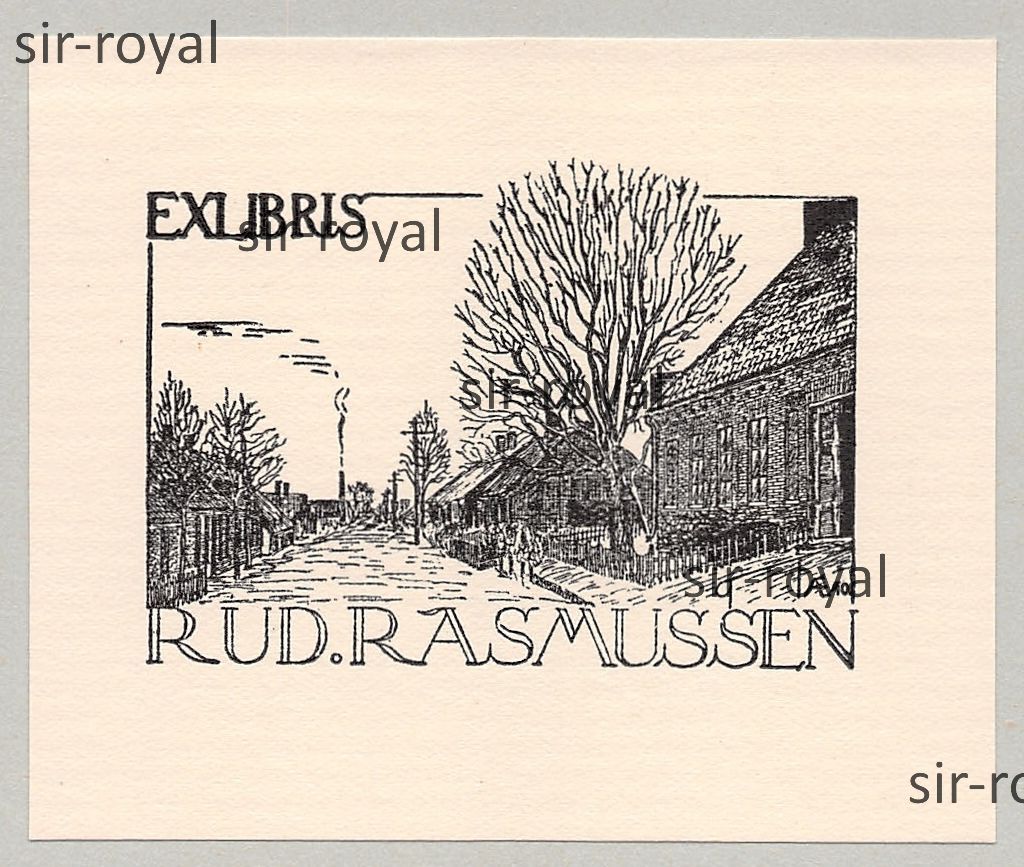 KARL ALGOT ERIKSSON – Exlibris für Rud. Rasmussen – Schweden ~8x7cm