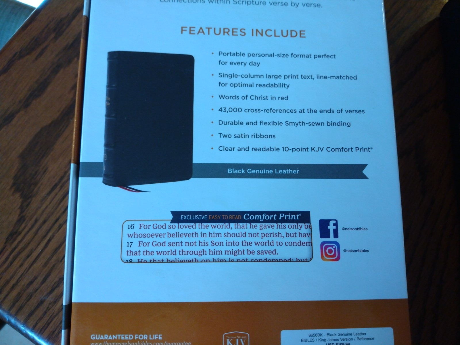 KJV Personal Size LARGE PRINT Reference Bible Genuine Bk Leather~ Retails 109.99