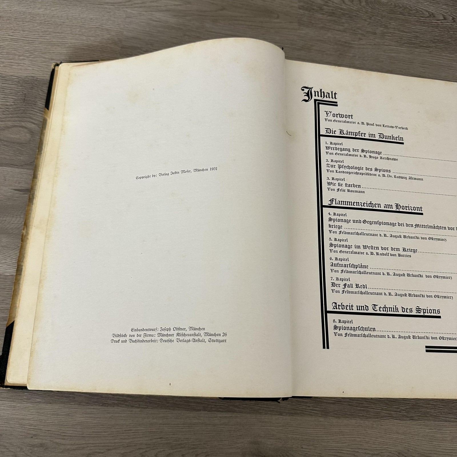 Vintage Die Weltkriegsspionage Hardcover 1921 Germany WWI Espionage Illustrated