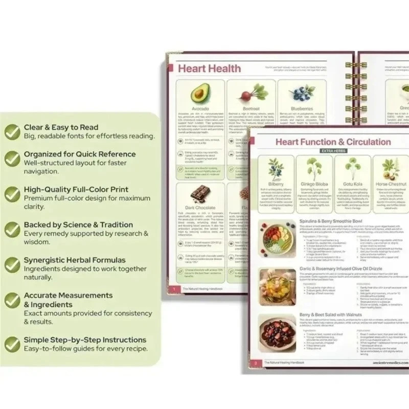 The Natural Healing Handbook, Spiral-Bound Guide For Herbal Remedies And Natural