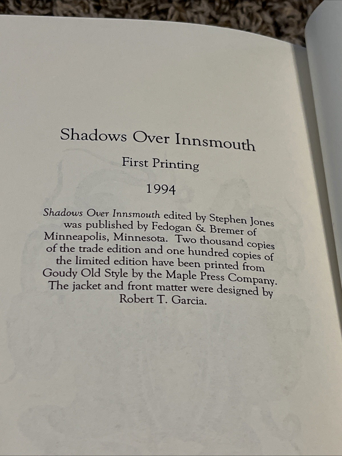 Stephen Jones *RARE* Shadows Over Innsmouth – Lovecraft – 1994 – 1st Print – LTD