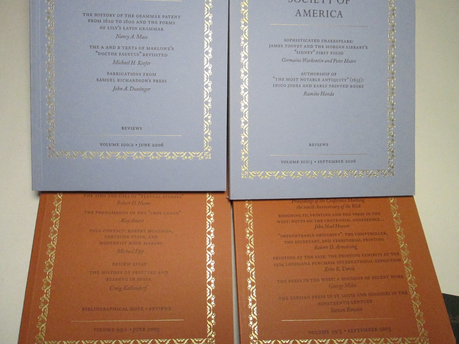 Printing Rare Books Papers Bibliographical Society of America Lot Bibliography +