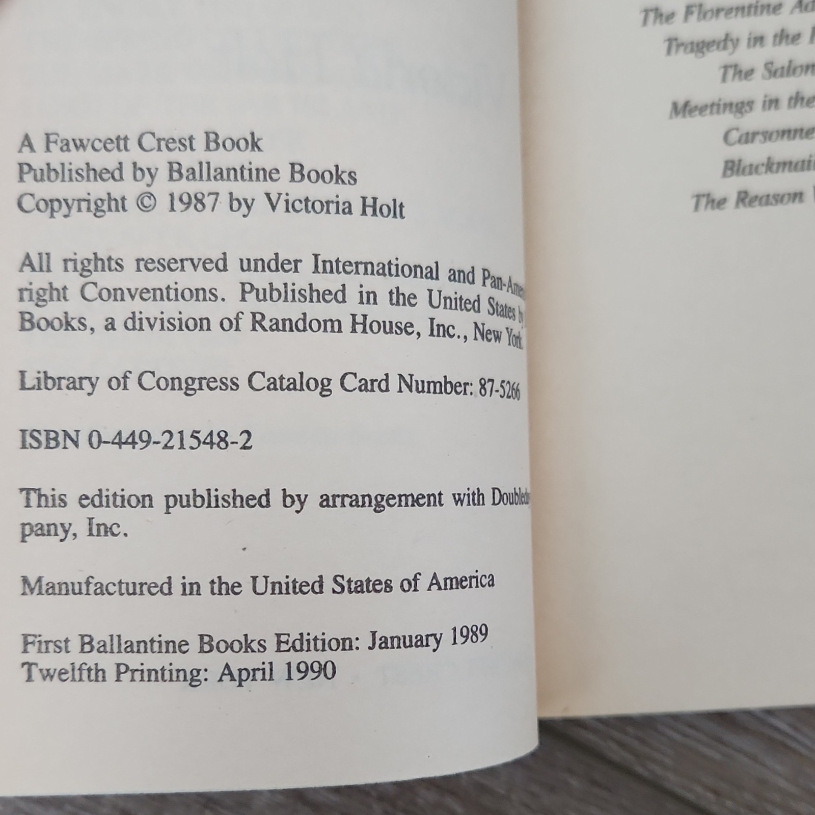 Victoria Holt A Victoria Holt Quartet Box Set 4 PB Ballantine/Fawcett Crest