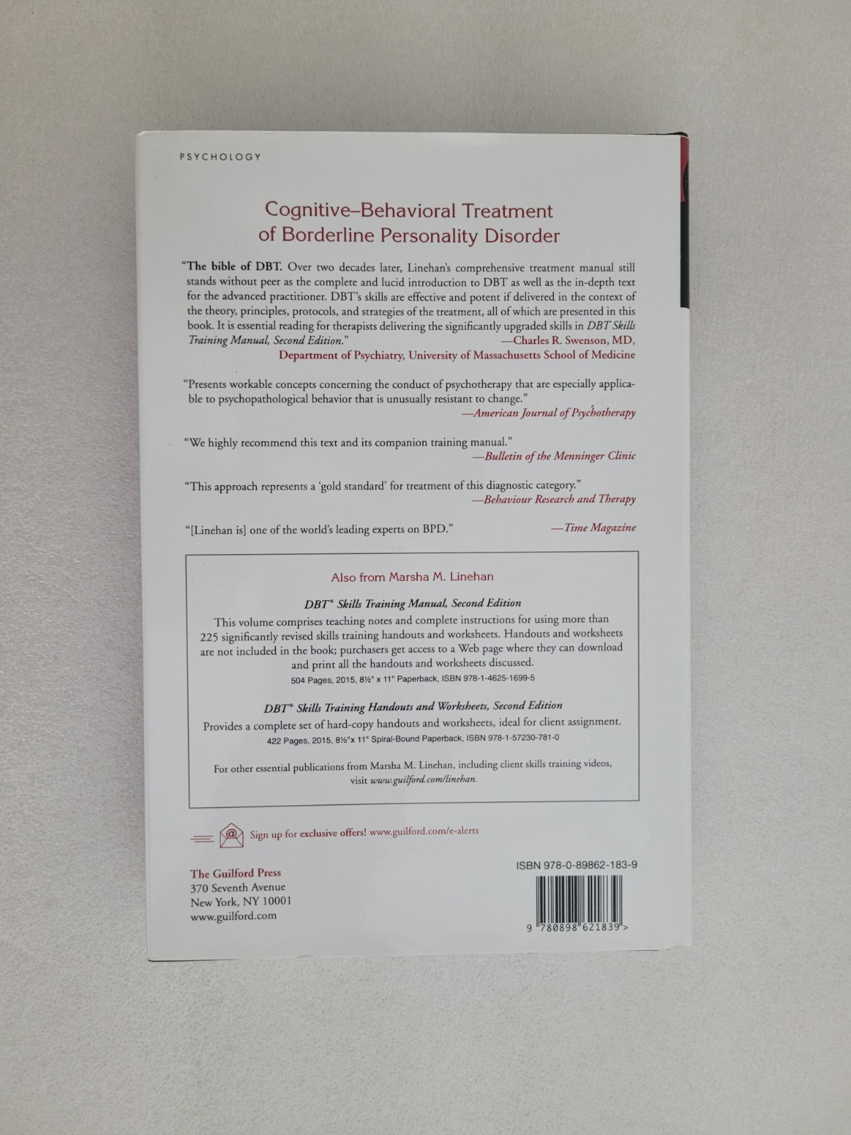 Cognitive-Behavioral Treatment of Borderline Personality D by Marsha M. Linehan