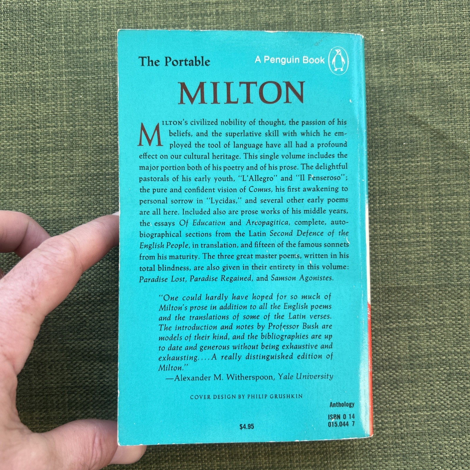 The Portable Milton A Curated Anthology of Works by John Milton. Paperback 1976