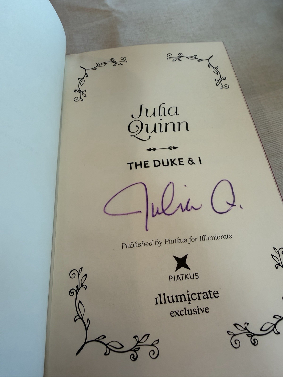 Julia Quinn The Duke & I Signed Hardcover Illumicrate Bridgerton