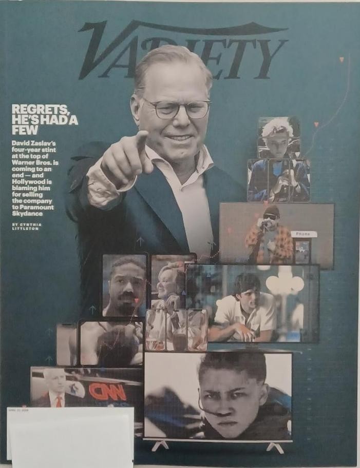 VARIETY MAGAZINE APRIL 22 2026 DAVID ZASLAV LEAVING WARNER BROS. OZ PEARLMAN