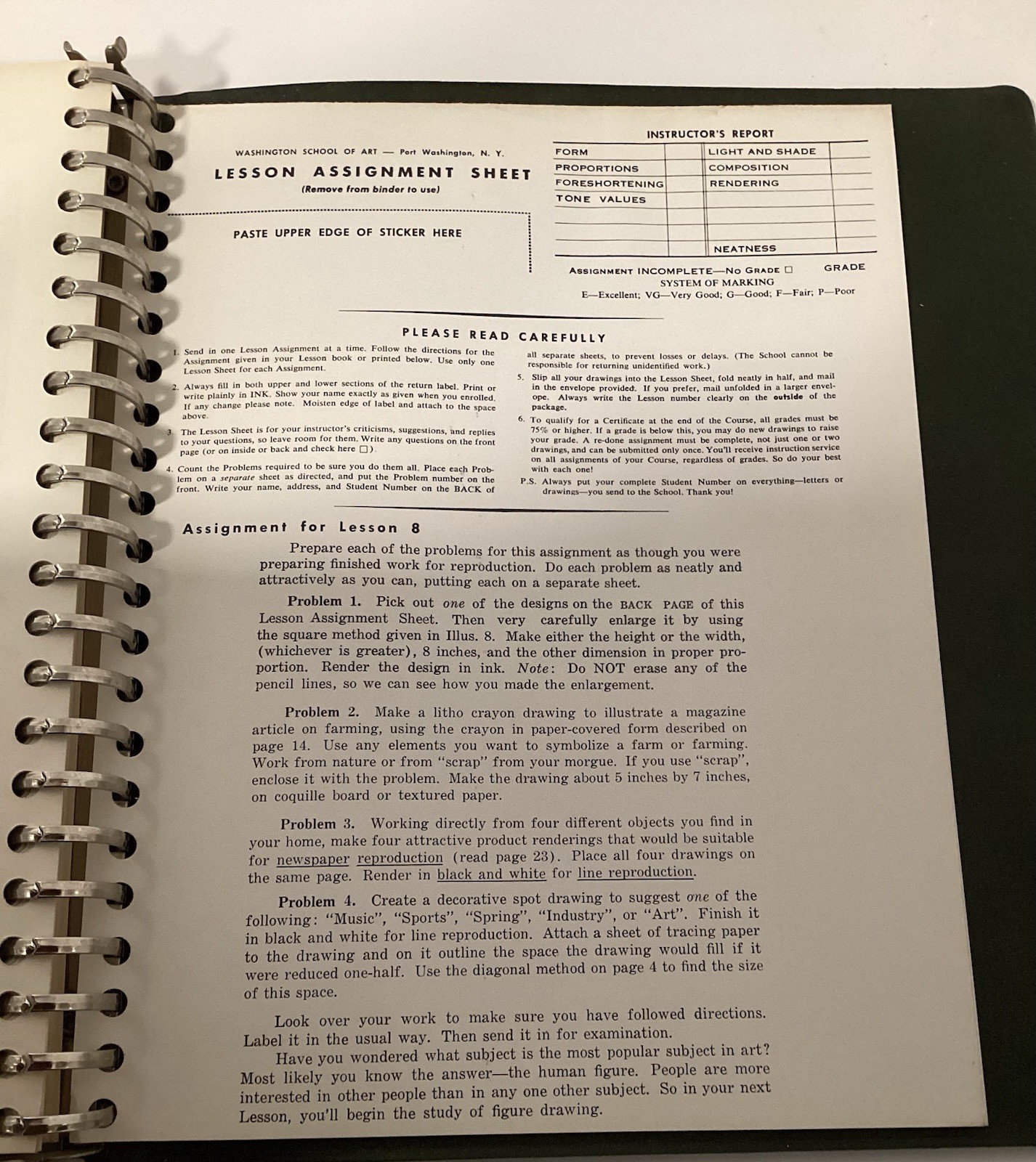 Washington School Art Blinder Lessons *1961 & 1958 Books Set College Classes Set