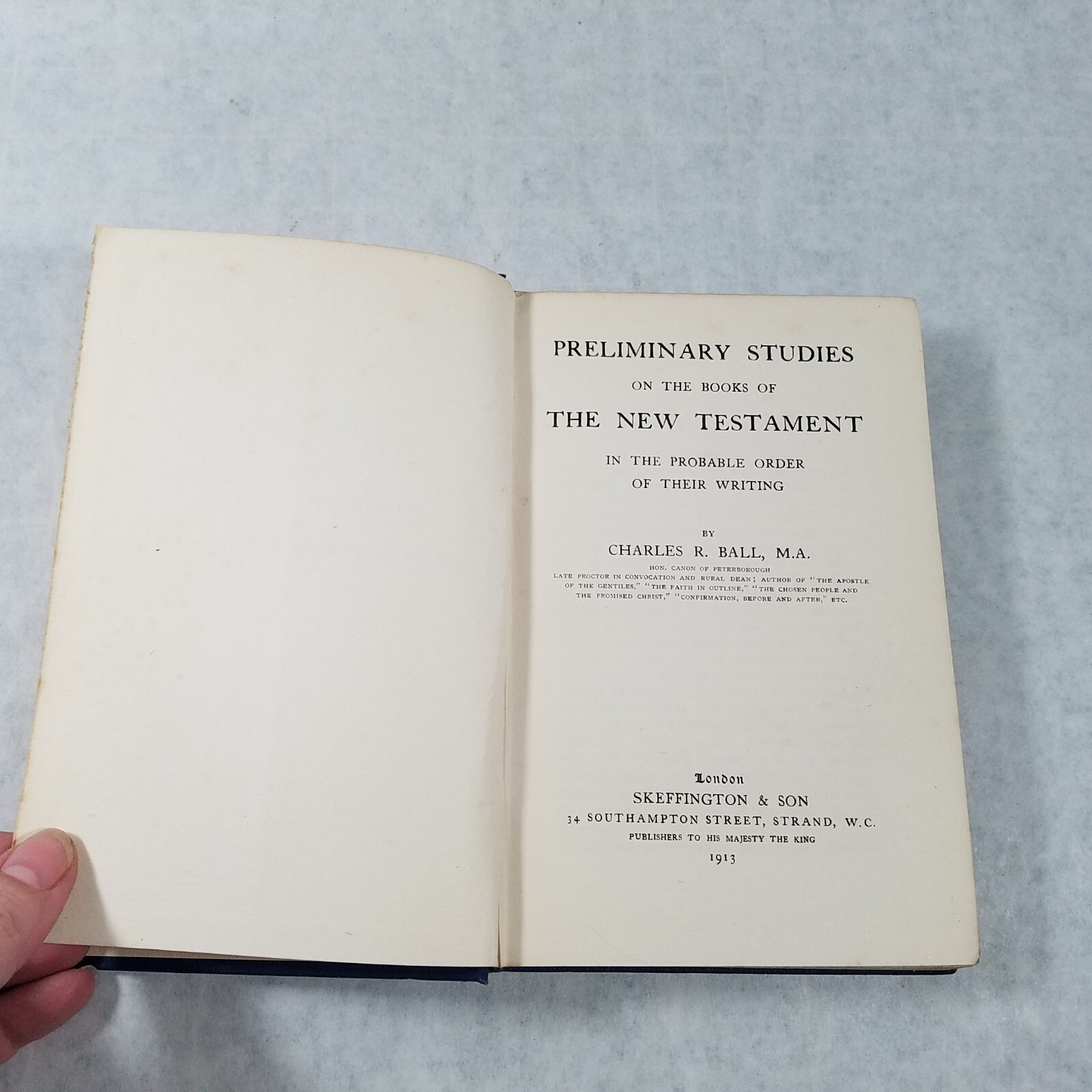 Preliminary Studies on the… New Testament – 1913 Hardcover by Charles R. Ball