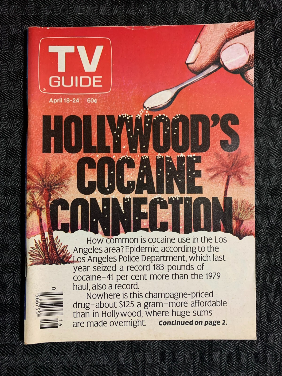 1981 Apri 18-24 TV GUIDE Magazine FN 6.0 Hollywood’s Cocaine Connection CBS News