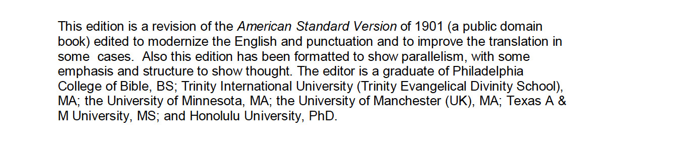The American Standard Version Modernized: The Transfiguration Bible (PDF)