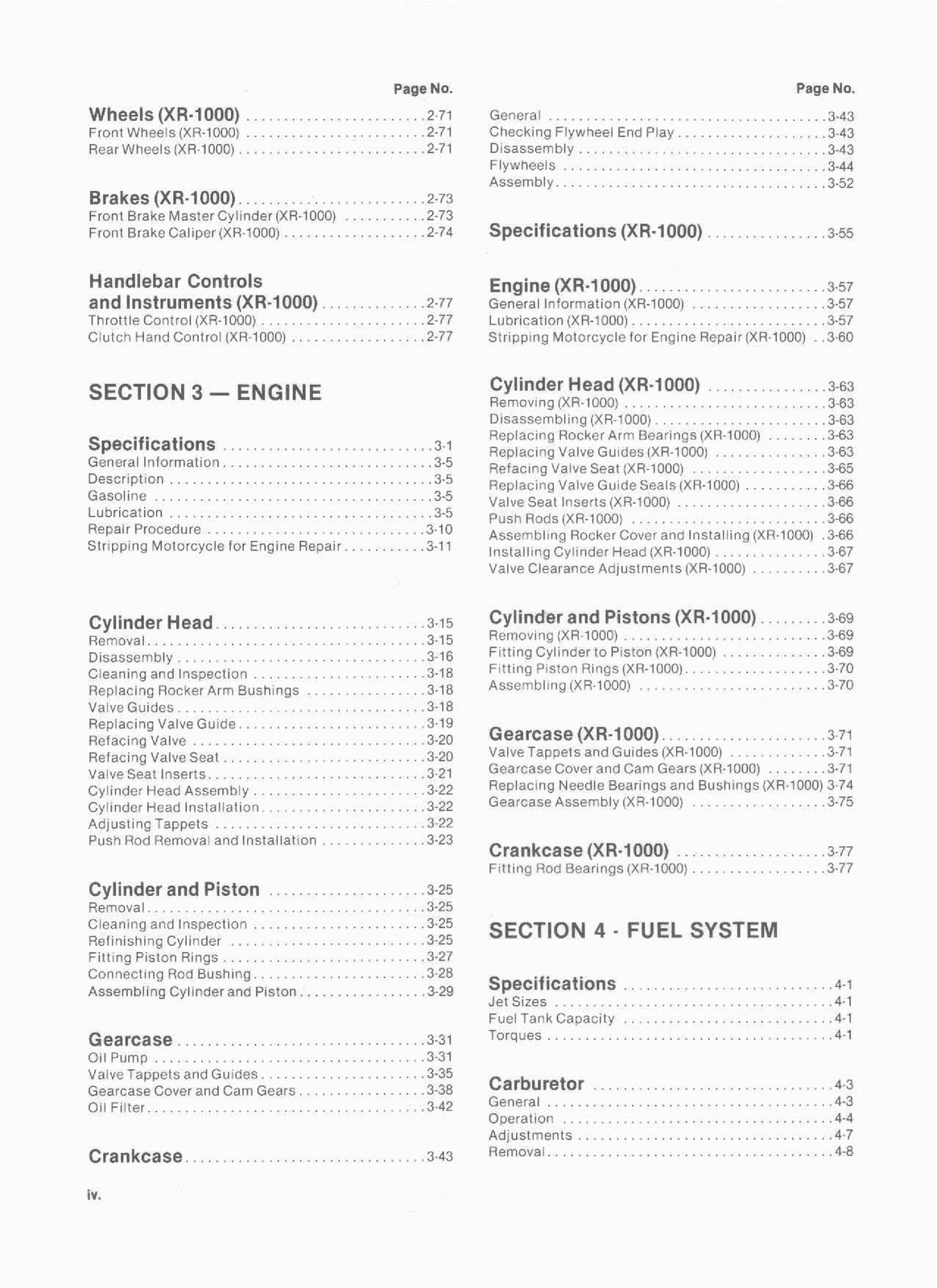HARLEY-DAVIDSON XL XR Sportster 1000cc Service Manual 1979 To 1985, FOLDOUTS