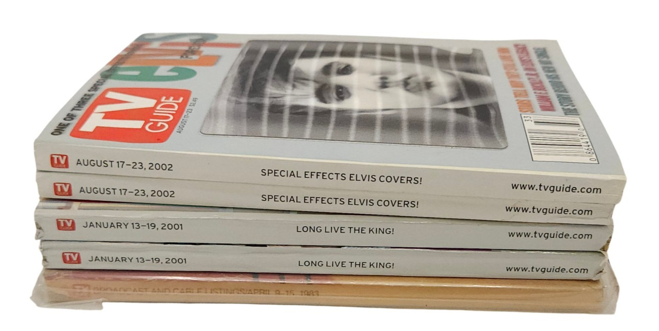 Vintage TV Guide Elvis Special Effects Cover Magazine Lot Of 5 1983 2001 2002