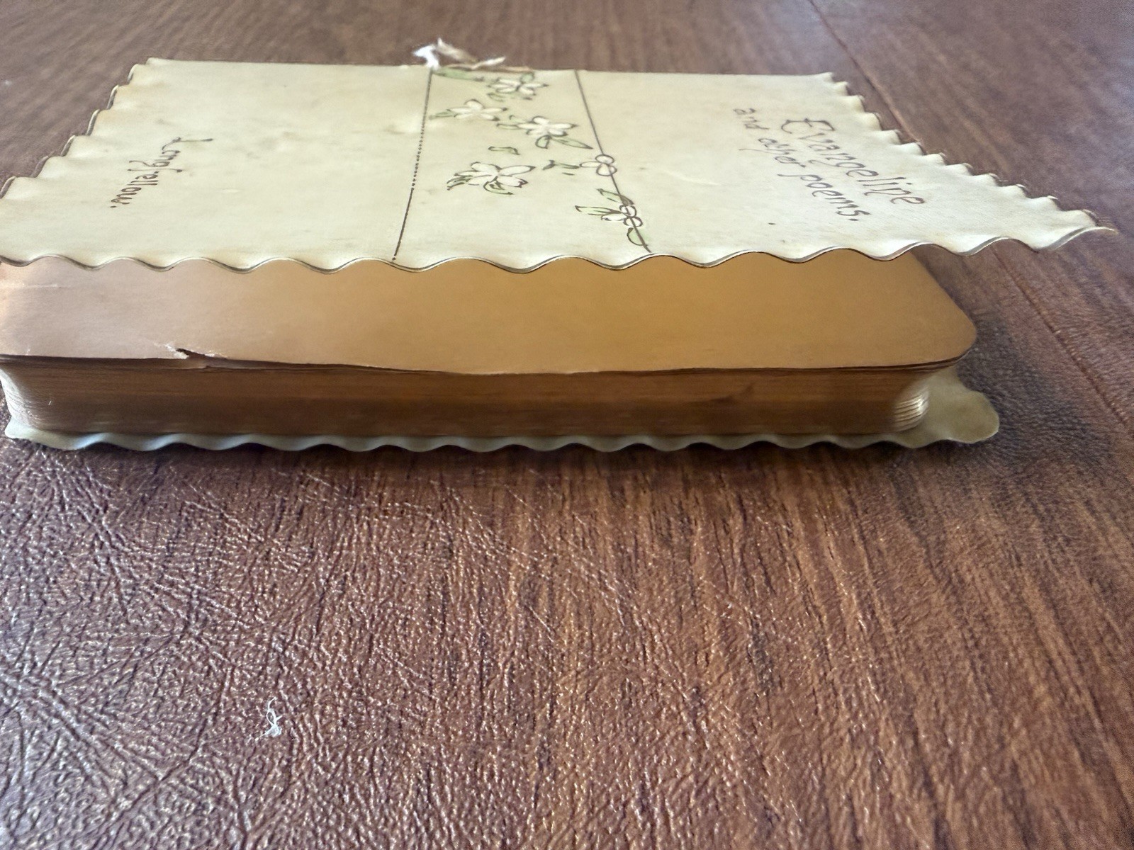 Vellum Cover Gold Leaf Antique Evangeline Longfellow Poem Book Rare Find! 1886