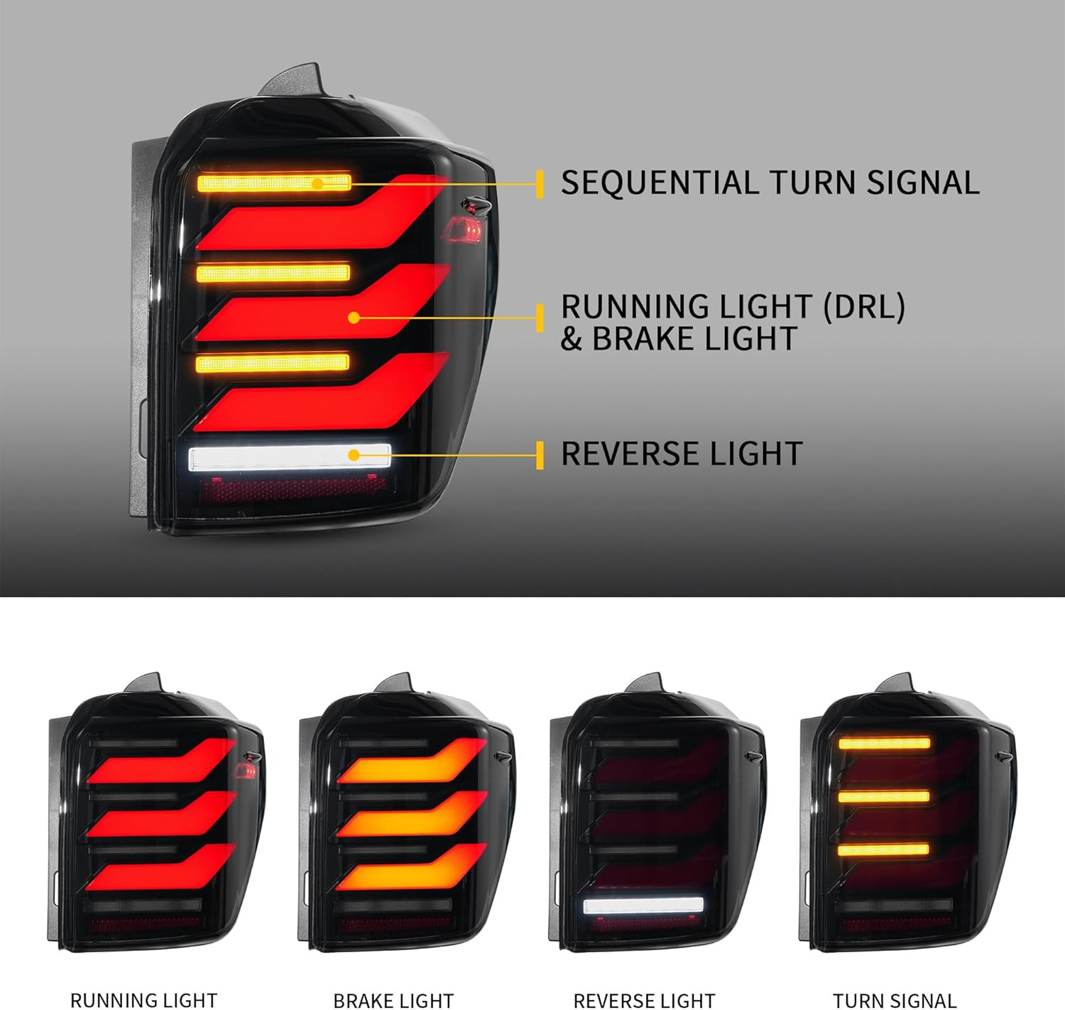 VLAND LED Tail Lights for 4Runner 2010-2022 5Th Gen，W/Sequential Turn Signal & S