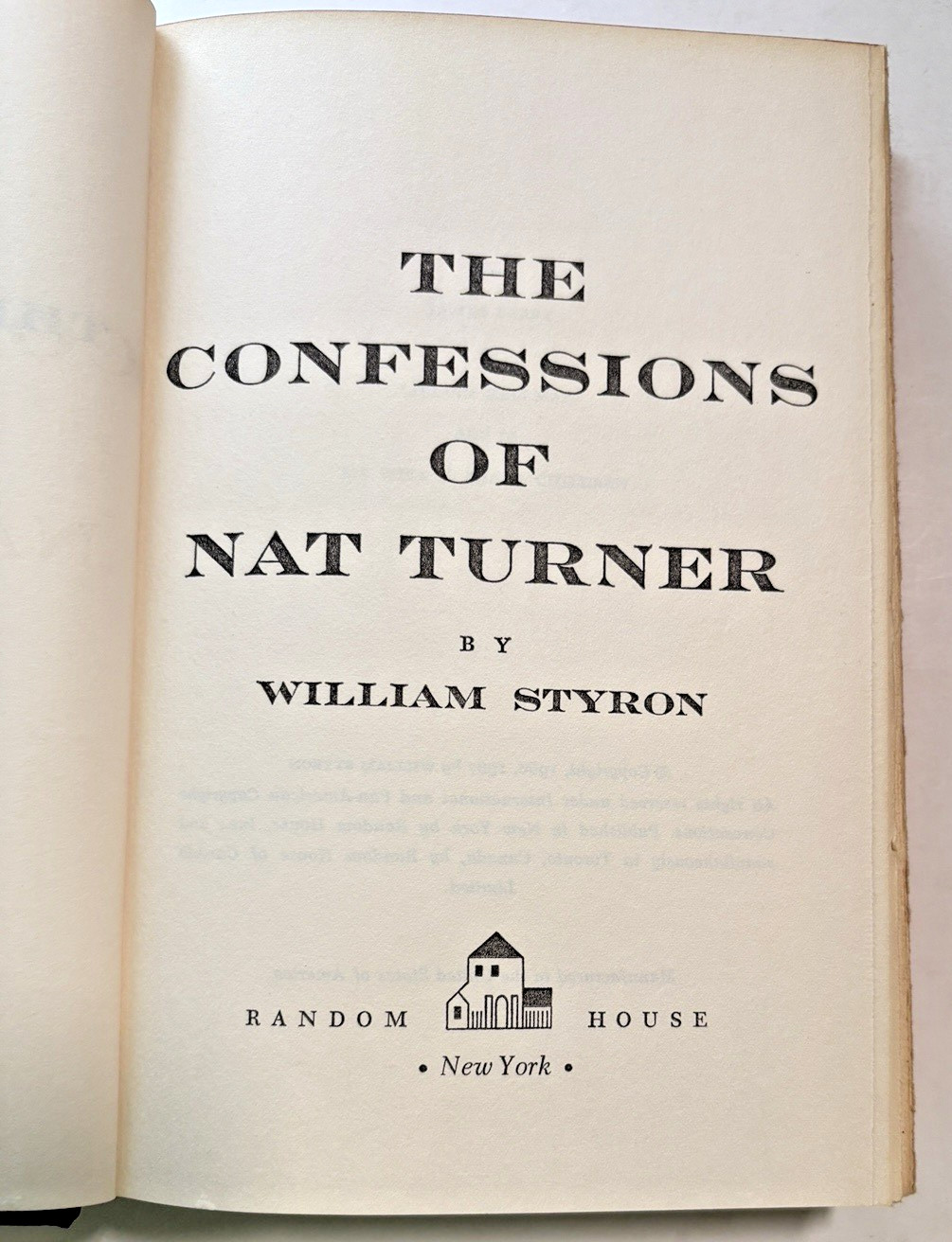 The Confessions Of Nat Turner William Styron VTG 1967 HC 428 pages Random House