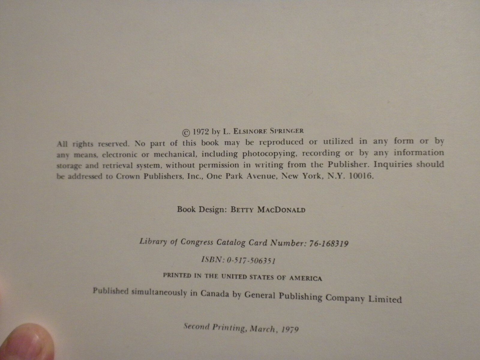 The Collector’s Book of Bells, L. Elsinore Springer, 243 Pages, HB 1st Edition