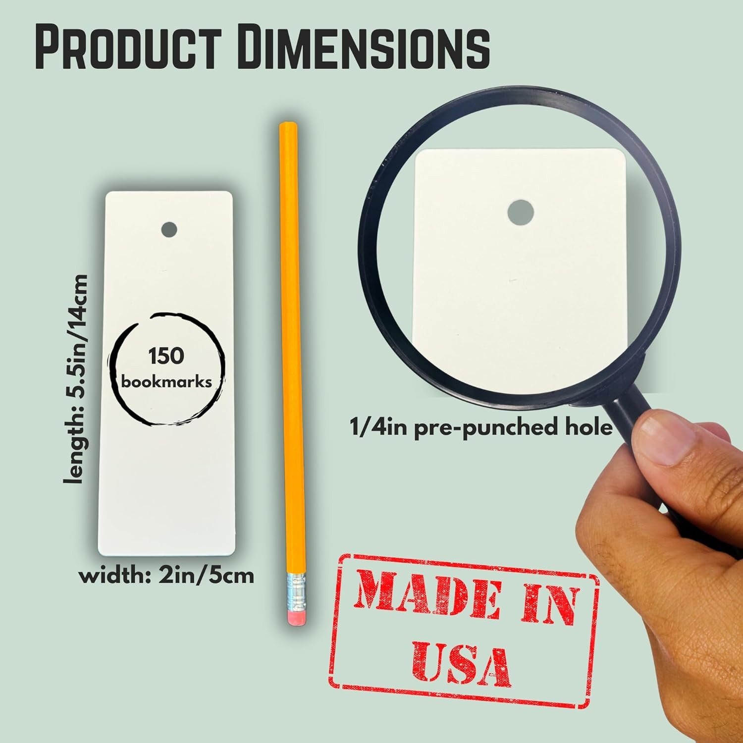 150 Blank White Cardstock Bookmarks with Pre-Punched Hole – Bulk Plain Bookmarks