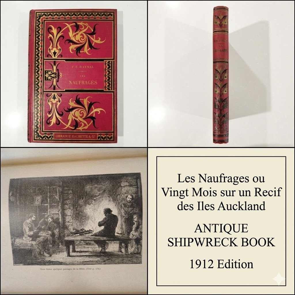Les Naufrages F.E. Raynal 1912 FRENCH Auckland Island Shipwreck Hachette Binding