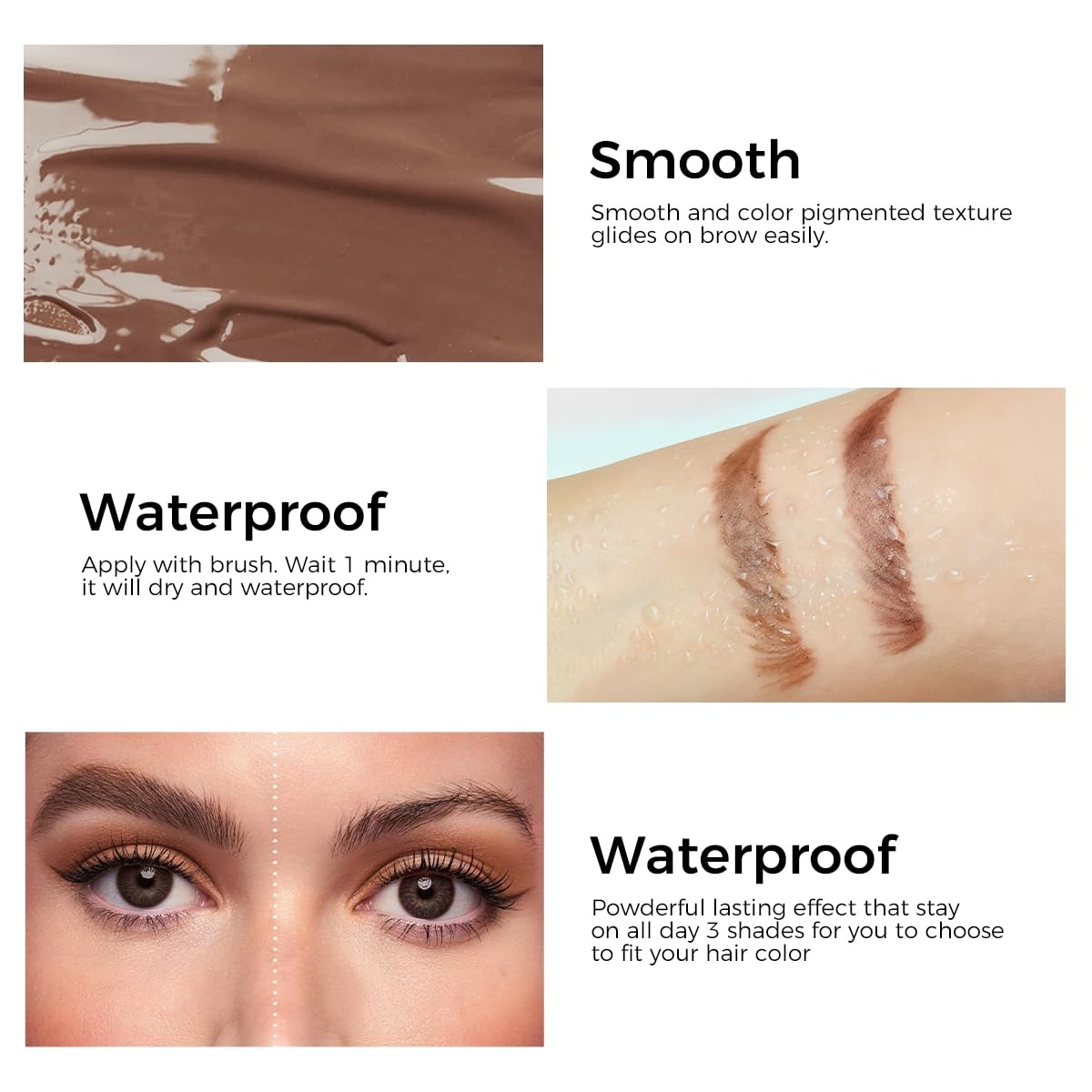 SACE LADY 3D Eyebrow Gel Long Lasting 24 0.2 Fl Oz (Pack of 1), 02 DARK BROWN