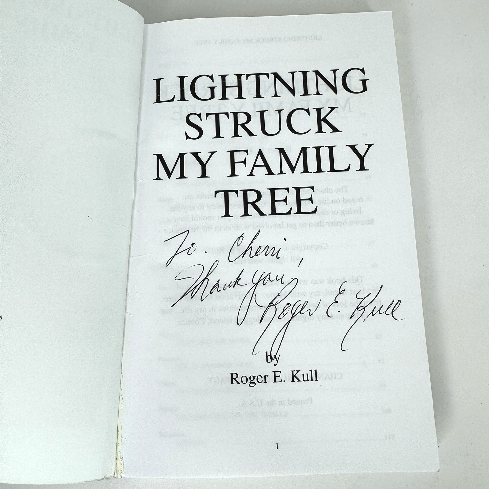 Lightning Struck My Family Tree by Roger Kull Signed 1st Edition 2002