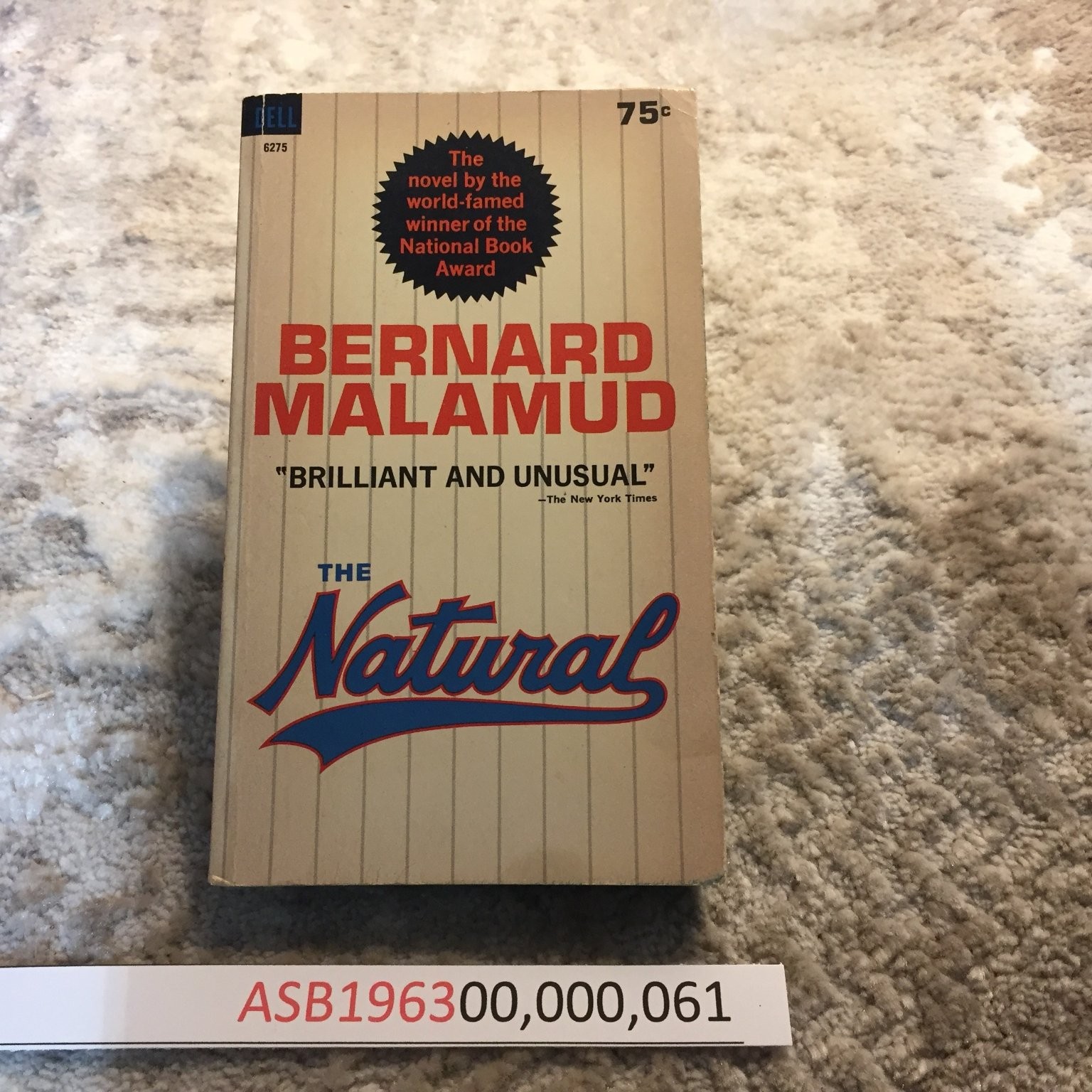 The Natural by Bernard Malamud 1965 from Dell Paperback Award-Winning Novel