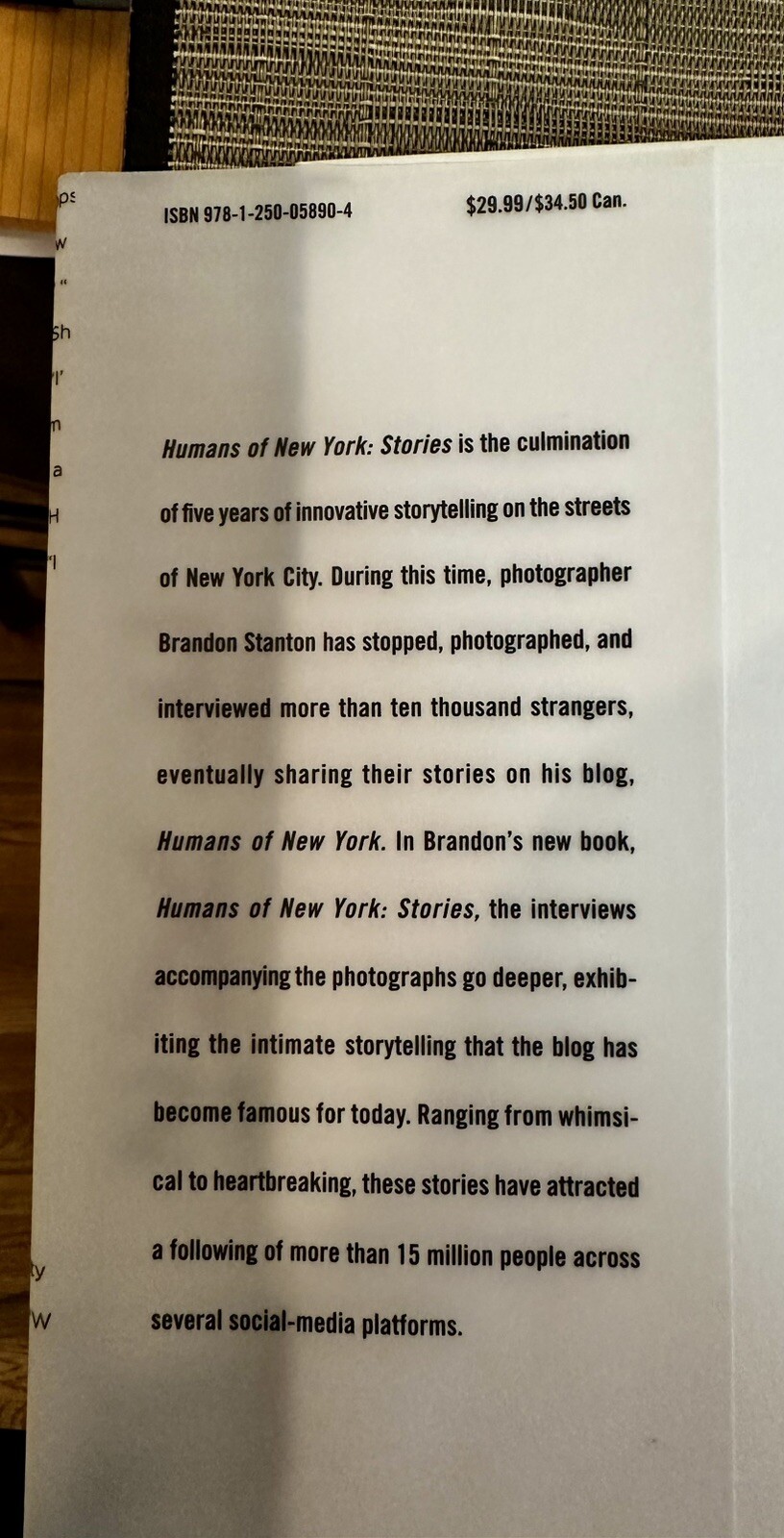 HUMANS OF NEW YORK STORIES – FIRST EDITION 2015 – 428 PAGES – NEW