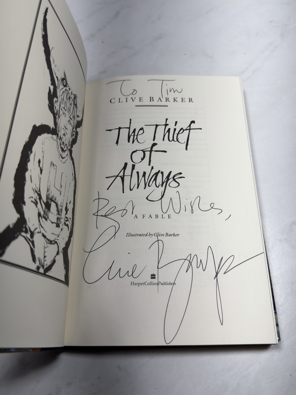 The Thief of Always by Clive Barker HC First Edition 1992 Hand Signed Inscribed