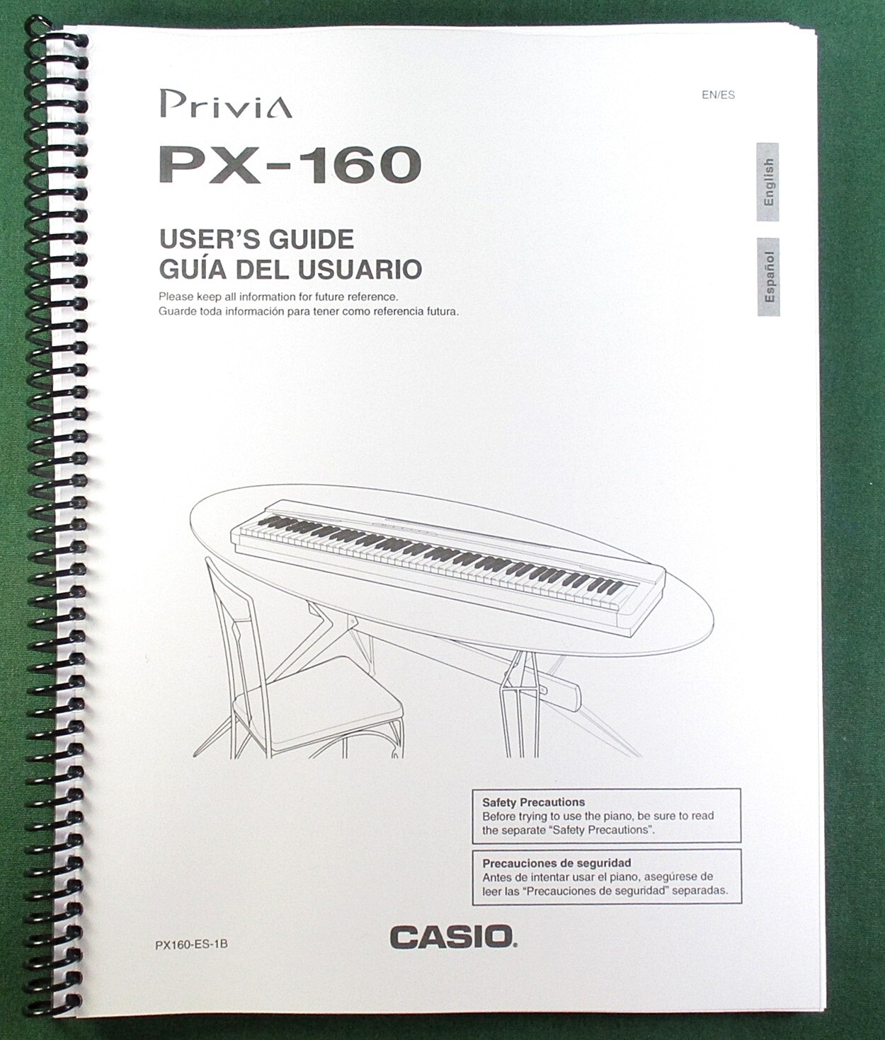 Casio PX-160 Instruction Manual: 38 Pages Coil Bound & Protective Covers!