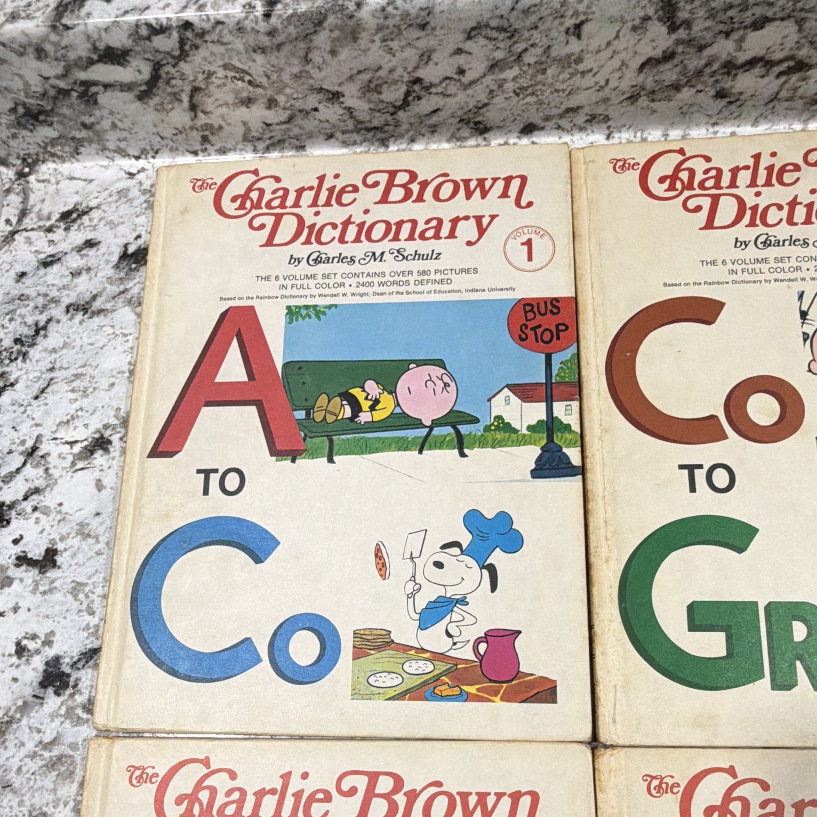 Vintage Charlie Brown Dictionary Complete Set 1-6 Peanuts Charles M. Schulz Educ