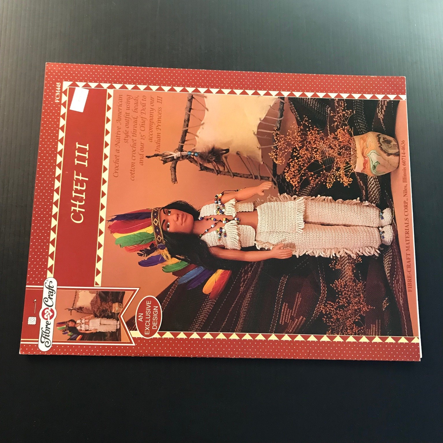 Fibre-Craft CHIEF III Crochet Pattern FCM445 Native American Doll Outfit