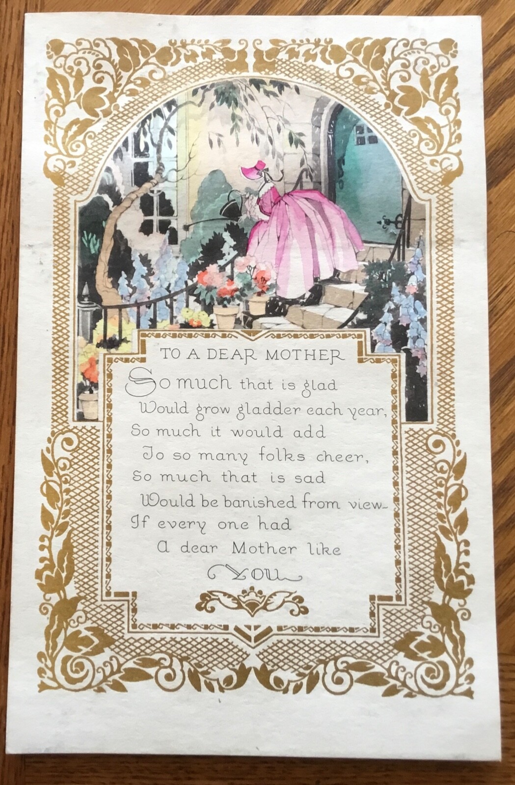 Rare VG 1920s Volland Salesman Mother’s Day 7 X 11 inches Greeting Card #9