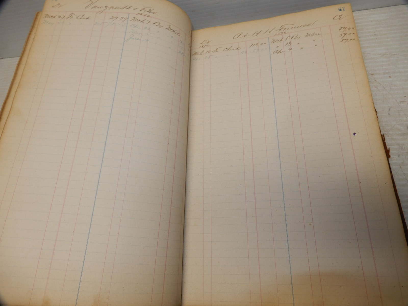 2 ANTIQUE LEATHER BOUND LEDGERS 1870-1890 NEW YORK
