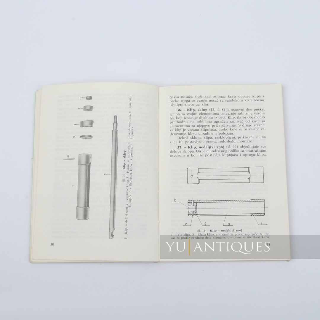 JNA YPA Yugoslav Peoples Army Manual Book For Air Rifle 4,5mm M81A Handling Etc