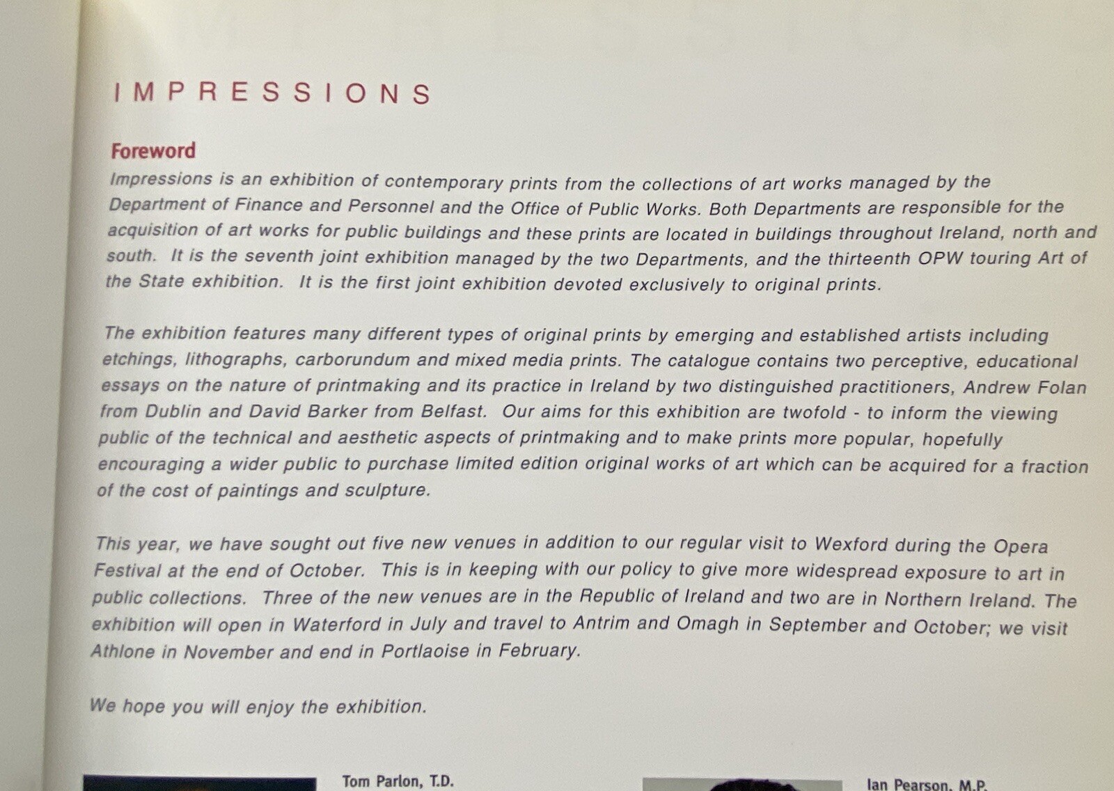VERY RARE 2003 Government of Ireland ART EXHIBITION BOOK Impressions Exhibition