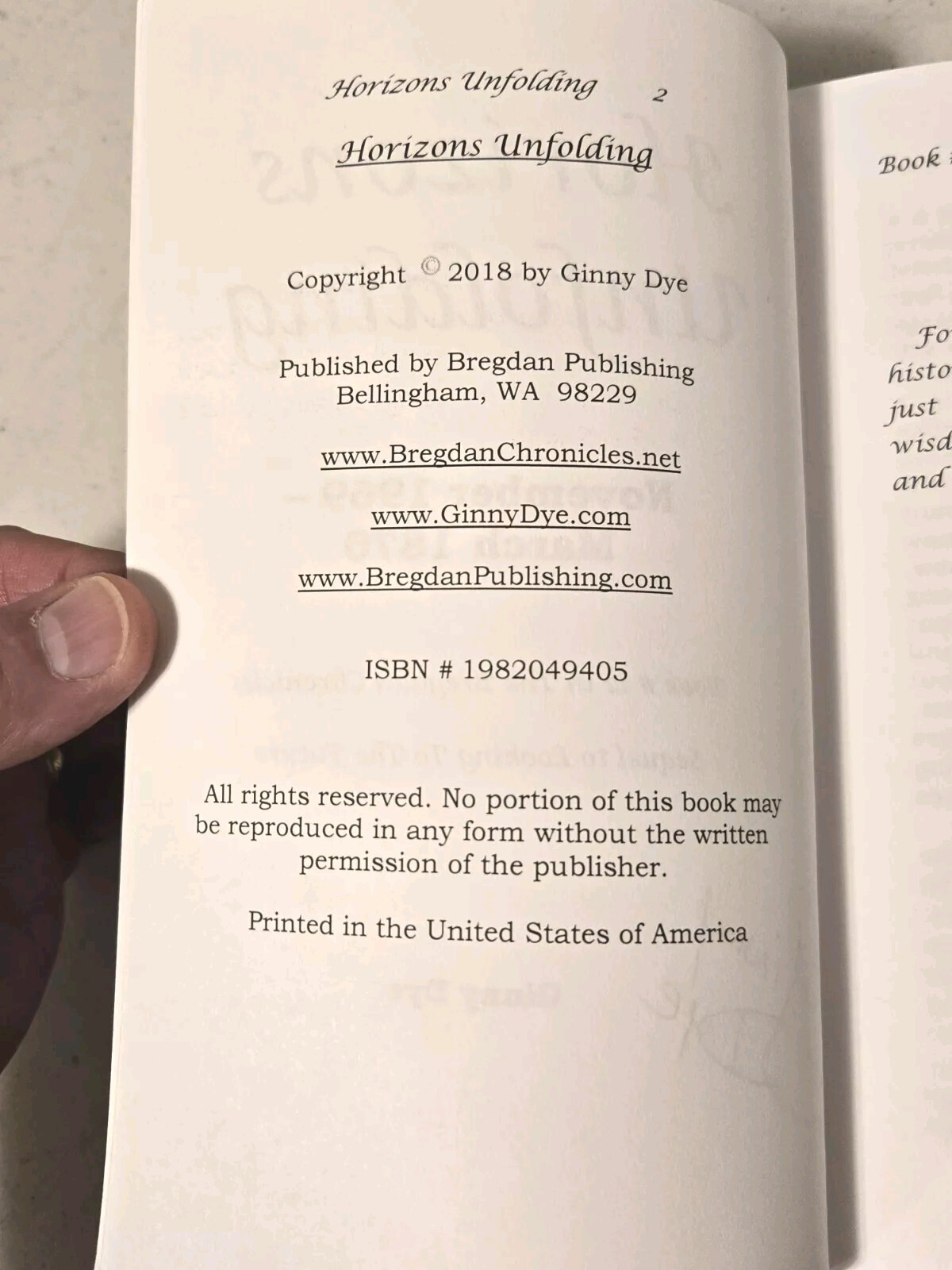Horizons Unfolding 1869-1870 The Bregdan Chronicles Vol. 12 By Ginny Dye SIGNED