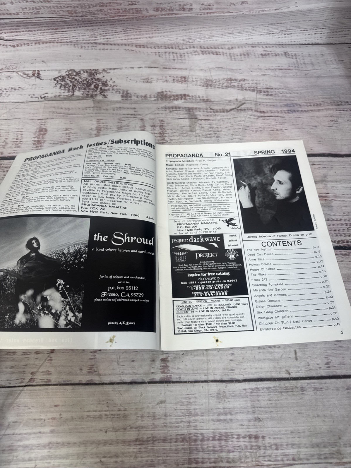 Vintage 1994 Propaganda Magazine #21 Gothic Magazine Dead Can Dance Anne Rice