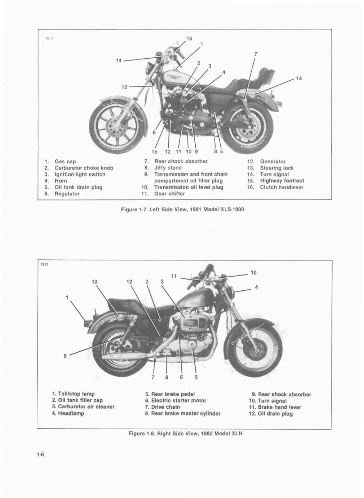 HARLEY-DAVIDSON XL XR Sportster 1000cc Service Manual 1979 To 1985, FOLDOUTS