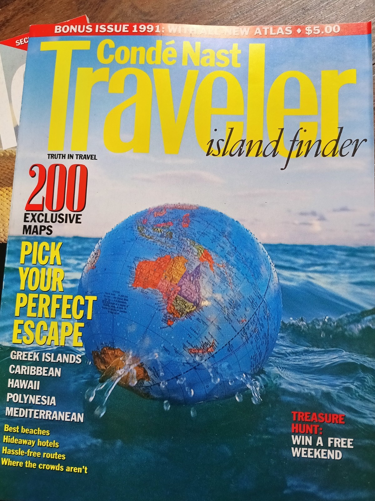 2 Conde Nast Traveler Magazines June 1991/Bonus :Island finder magazine 1991