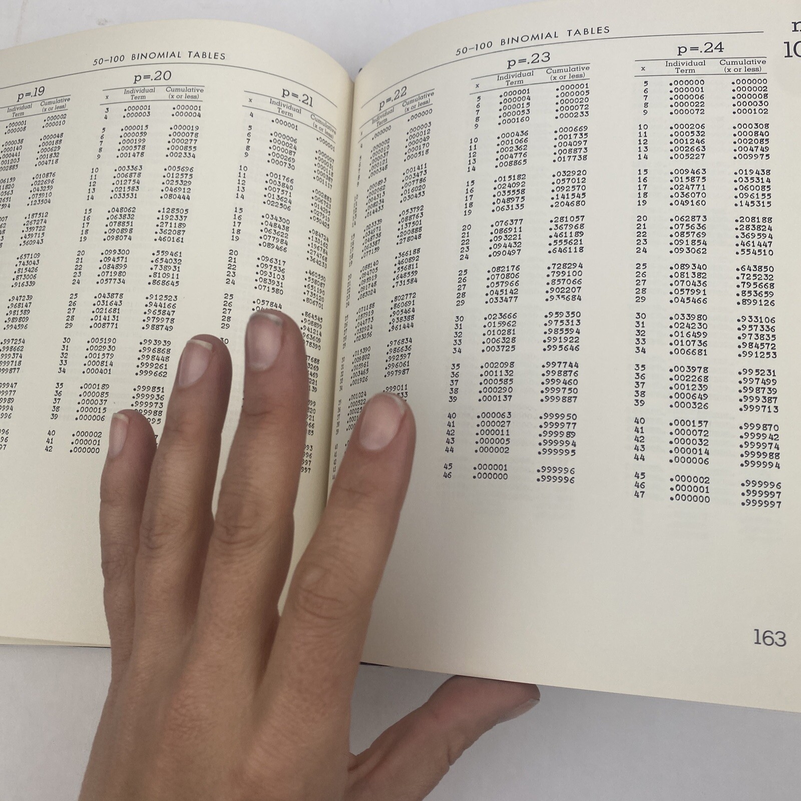 50-100 Binomial Tables by Harry G. Romig 1953 Hardcover Dust Jacket Vintage Bell