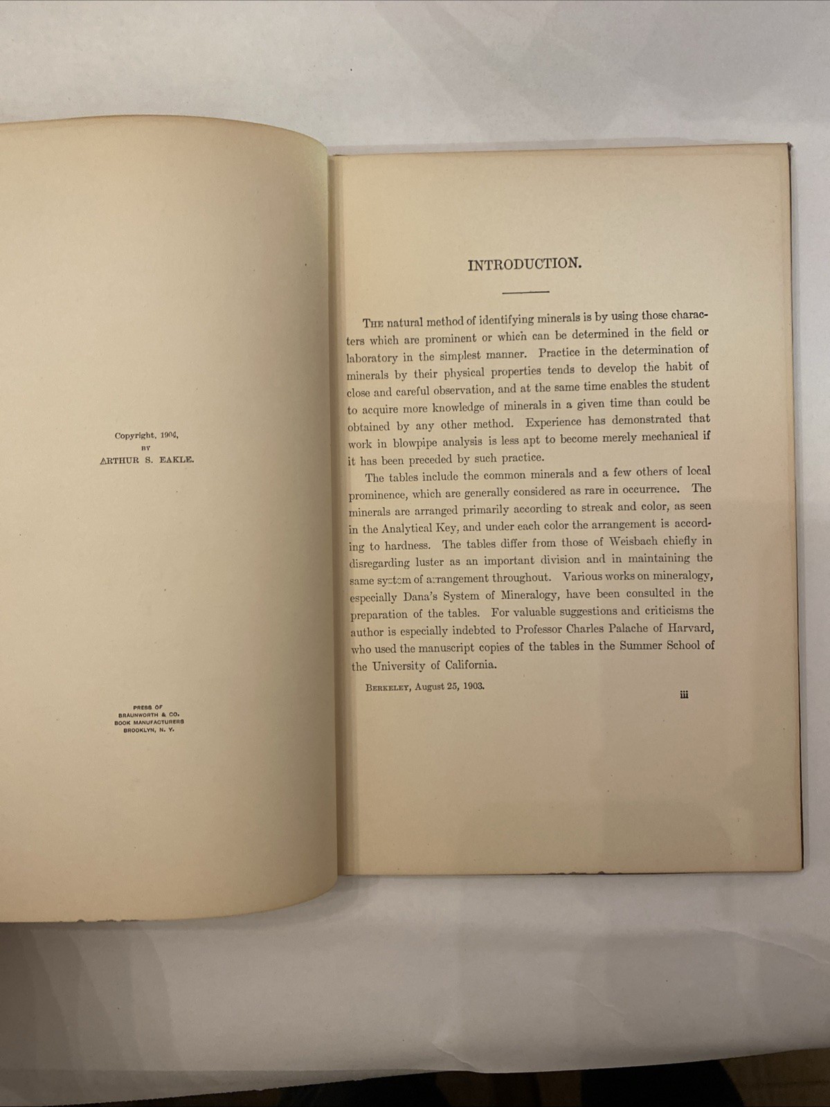 Mineral Tables Determination of Minerals by their Physical Properties Eakle 1904