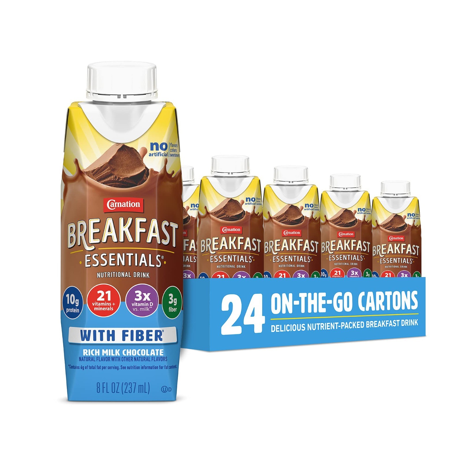 Carnation Breakfast Essentials Ready To Drink, Rich Milk Chocolate 8 oz 24-PACK