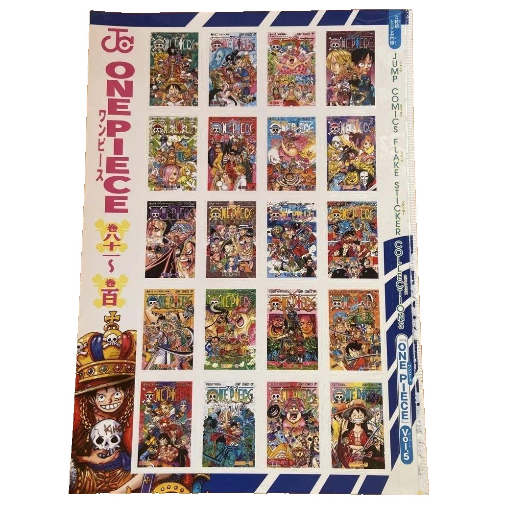 ONE PIECE Flake Sticker Collections Vol.1-5 Complete Set Manga Covers 1-100